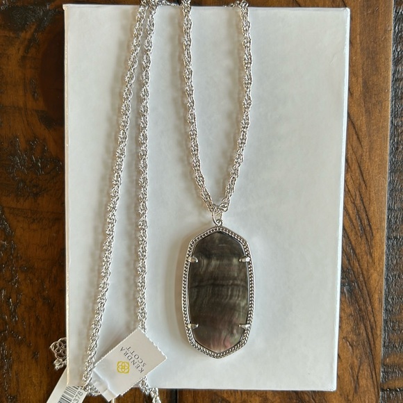 Kendra Scott Jewelry - NWT Kendra Scott Dark Abalone Long Chunky Silver Necklace